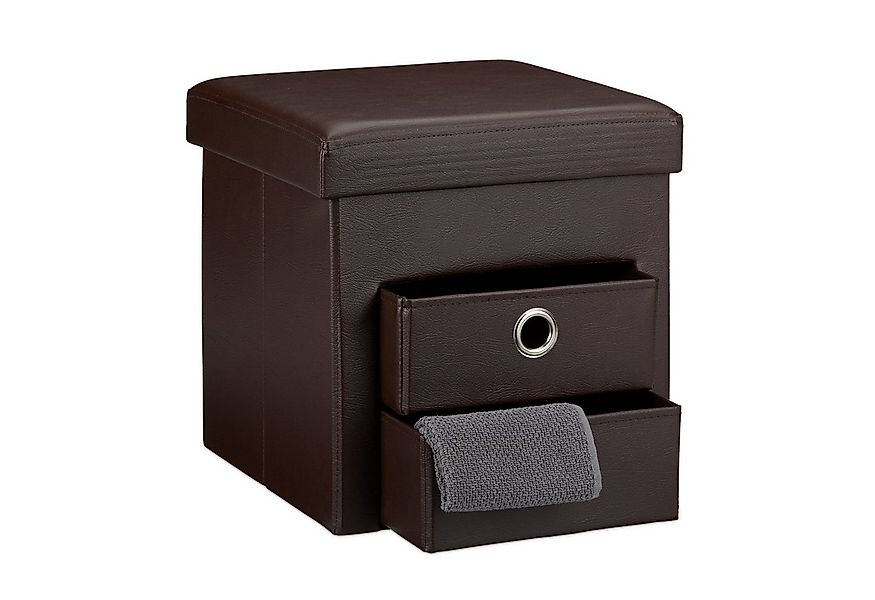 relaxdays Sitzhocker aus Kunstleder mit 2 Fäch, braun günstig online kaufen