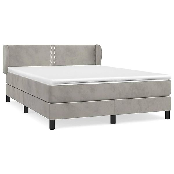 vidaXL Boxspringbett mit Matratze Hellgrau 140x200 cm Samt1372422 günstig online kaufen