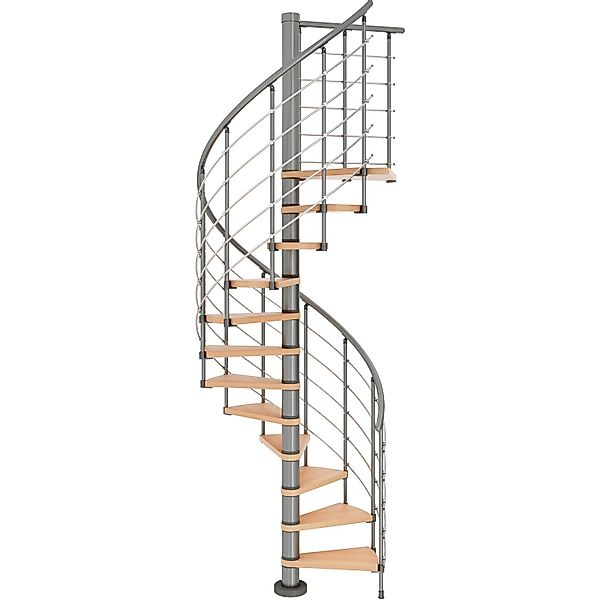 Dolle Spindeltreppe Oslo Ø 140 cm Metallelemente Grau 14 Stufen Buche FSC® günstig online kaufen