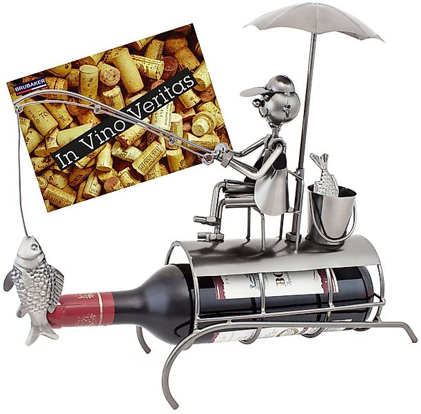 BRUBAKER Weinflaschenhalter Angler mit Sonnenschirm Flaschenhalter, (inklus günstig online kaufen