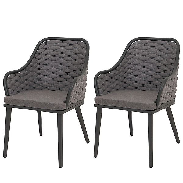 Proregal 2er-Set Aluminium-Gartenstuhl HxBxT 84x59x63 cm Sitzhöhe 46cm Olef günstig online kaufen