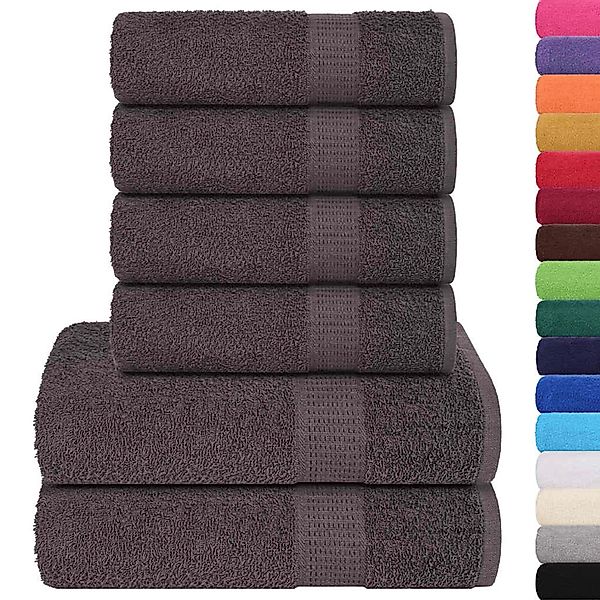 vidaXL 6-Tlg Handtuch-Set Anthrazit 360 g/m² 100% Baumwolle 137079 günstig online kaufen