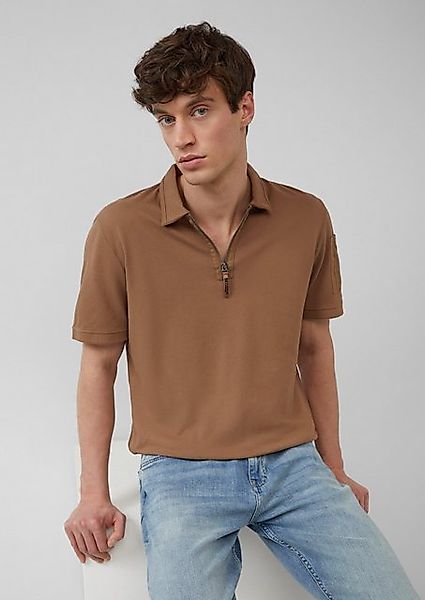 s.Oliver Kurzarmshirt Poloshirt mit Reißverschluss und Ärmeltasche Label-Pa günstig online kaufen