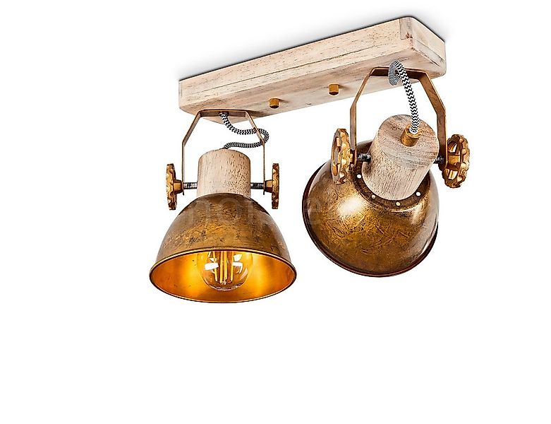 hofstein Deckenleuchte »Cotes« 2-flammiger aus Holz und Metall in bronzefar günstig online kaufen