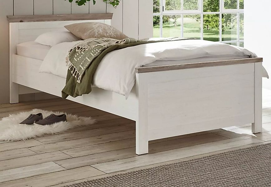 Furn.Design Bett Rovola (Einzelbett in Pinie weiß Landhaus, Liegefläche 100 günstig online kaufen