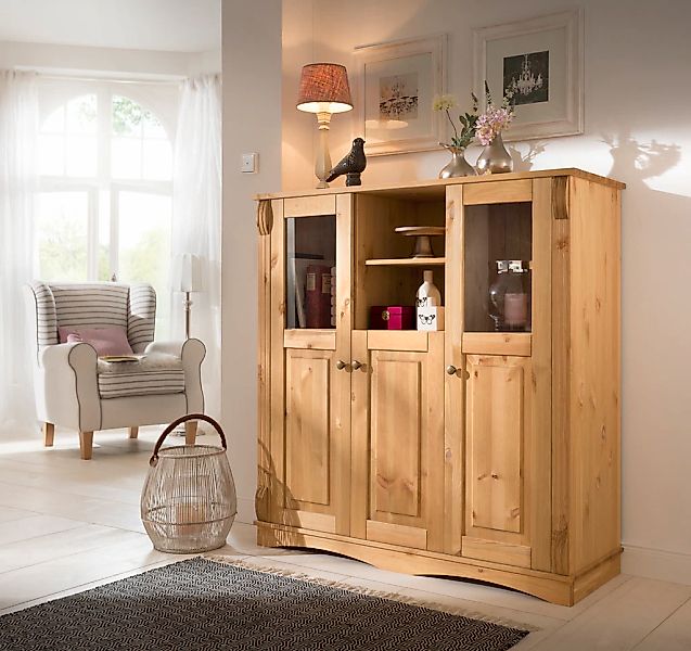 Home affaire Highboard »Teresa« Maße (B/T/H): 119/40/120 cm, Vitrine, Türen günstig online kaufen