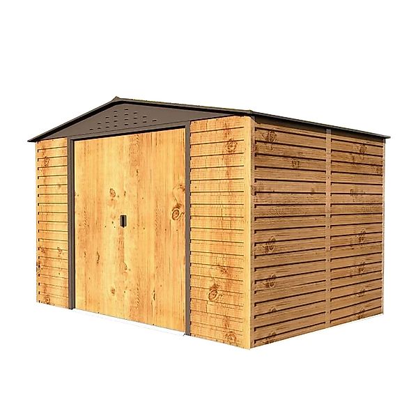 DURAMAX Metall-Gerätehaus Alpine 3x2,4m in Braun Holzoptik günstig online kaufen