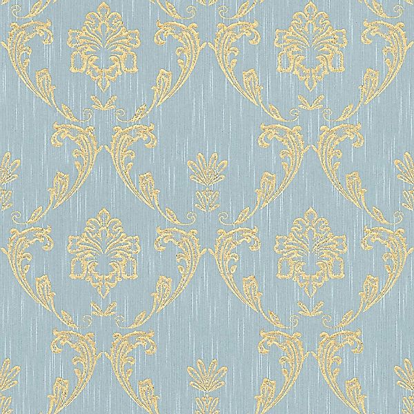 PROFHOME 306586-GU Barock Tapete Ornament schimmernd Gold Blau Grün 0,53 m günstig online kaufen