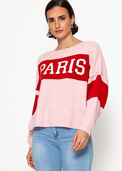 SASSYCLASSY Strickpullover Oversize Pullover Damen mit "Paris" Schriftzug L günstig online kaufen