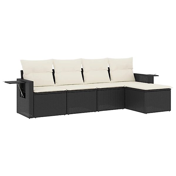 vidaXL 5-Tlg Garten-Sofagarnitur mit Kissen Schwarz Poly Rattan 3252423 günstig online kaufen