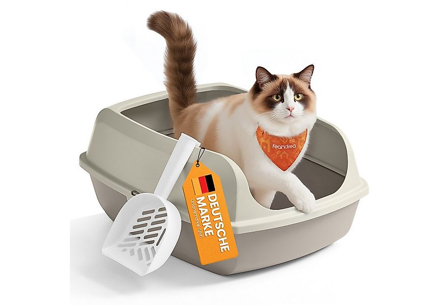 FEANDREA Katzentoilette, Katzenklo mit hohen Seitenwänden, offene Katzentoi günstig online kaufen