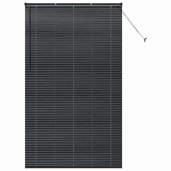 vidaXL Balkenjalousien mit Vorhängen Schwarz 220 x 130 cm Aluminium 4200617 günstig online kaufen