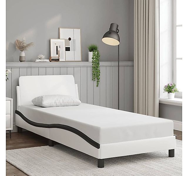 furnicato Bettgestell "Dover" Weiß und Schwarz 90x200 cm Kunstleder (1-tlg) günstig online kaufen