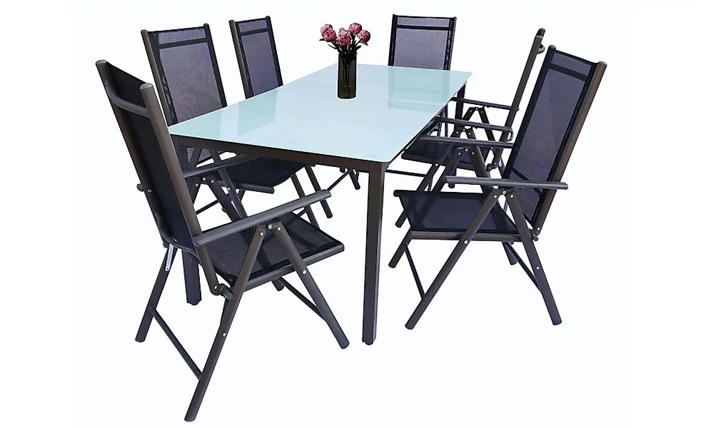 Gartenmöbel 7er-Set   ¦ schwarz ¦ Maße (cm): B: 190 H: 73 Garten > Gartenmö günstig online kaufen