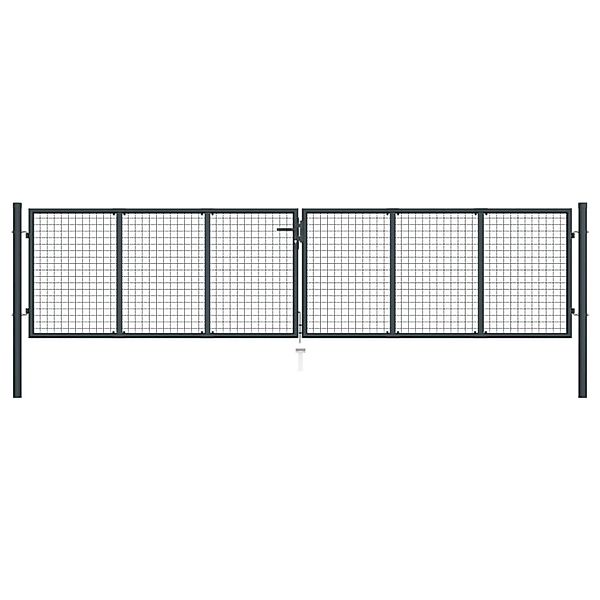 vidaXL Gitter-Gartentor Verzinkter Stahl 400 x 100 cm Grau 145777 günstig online kaufen
