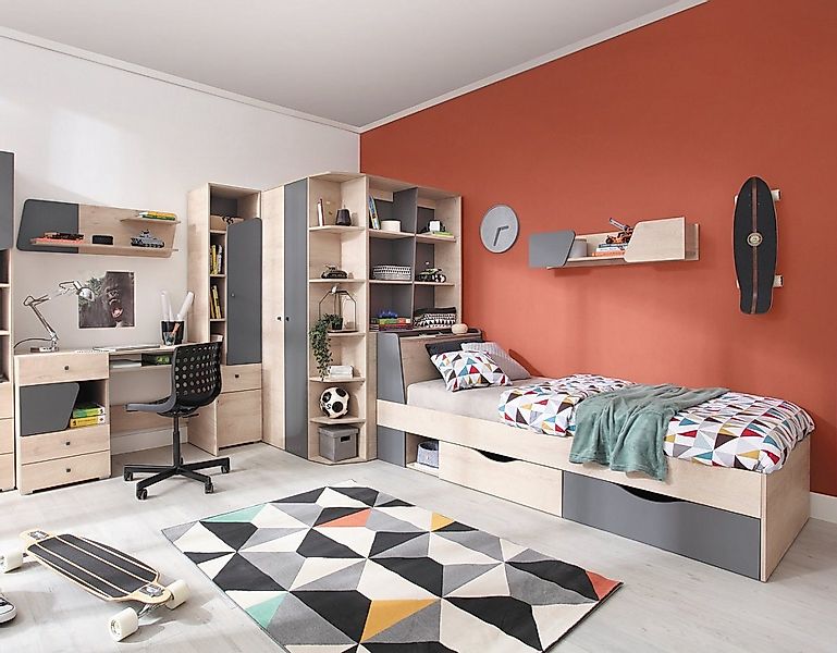 QMM TraumMöbel Jugendzimmer-Set Jugendzimmer komplett Davis Set C Eckschran günstig online kaufen