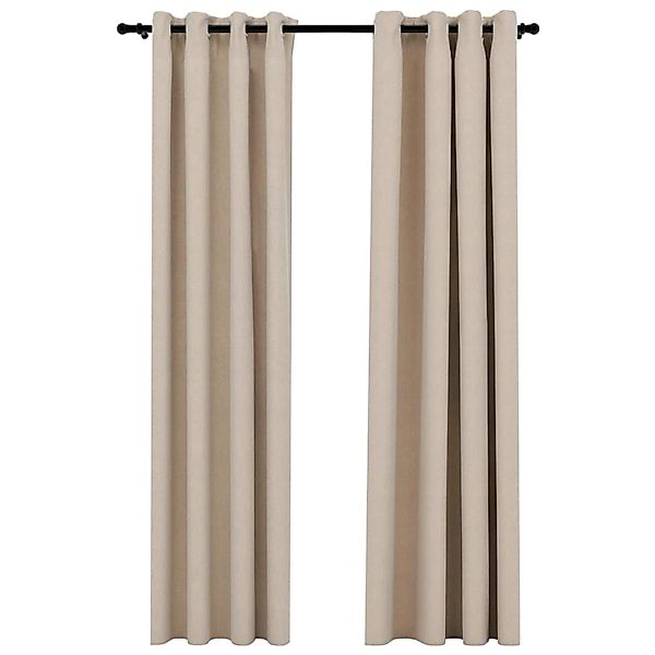 vidaXL Verdunkelungsvorhänge Ösen Leinenoptik 2 Stk Beige 140x245 cm günstig online kaufen