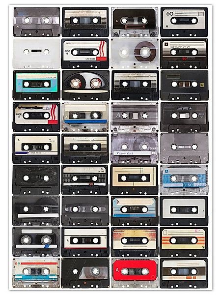 Wallario Teppich Retro Kassetten, rechteckig, rutschfest günstig online kaufen