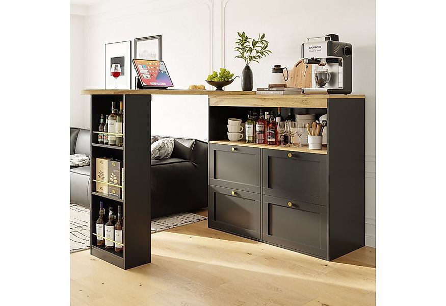 Flieks Bartisch 360° drehbar Stehtisch mit Sideboard (Set, 1-St., für Esszi günstig online kaufen