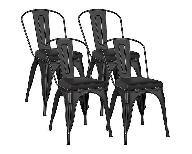 COSTWAY Esszimmerstuhl, 4er Set, Metallstuhl stapelbar, Bistrostuhl gepolst günstig online kaufen