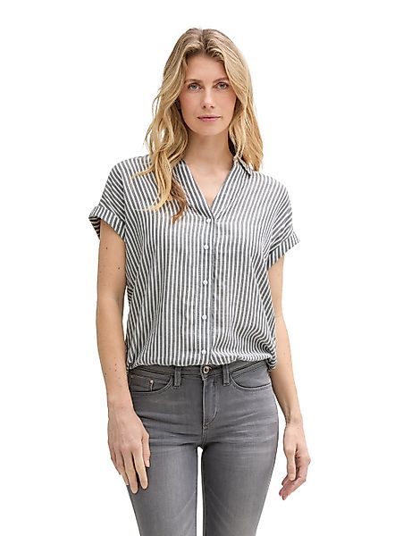 TOM TAILOR Kurzarmbluse mit Streifen Muster günstig online kaufen