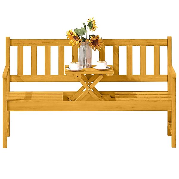 Outsunny 2-Sitzer Gartenbank Holz, wetterfest Sitzbank, Gartenmöbel mit Rüc günstig online kaufen