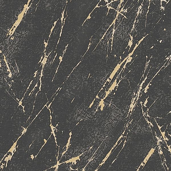PROFHOME 393362-GU Stein Tapete Marmoroptik Metallic Schwarz Gold 0,53 m x günstig online kaufen