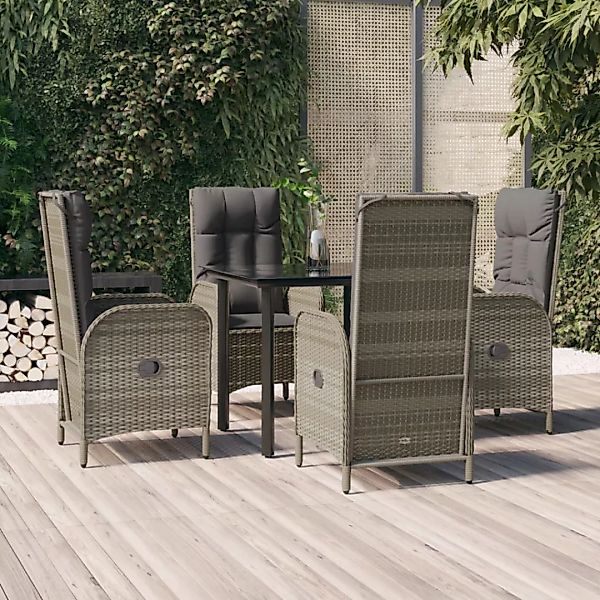 Vidaxl 5-tlg. Garten-lounge-set Mit Kissen Schwarz Grau Poly Rattan günstig online kaufen