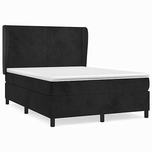 vidaXL Boxspringbett Boxspringbett mit Matratze Schwarz 140x200 cm Samt Bet günstig online kaufen