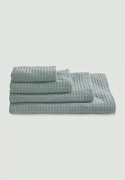 hessnatur Waffelpiqué-Handtuch aus Bio-Baumwolle - grün - Größe 67x140 cm günstig online kaufen