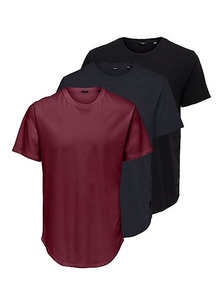 ONLY & SONS Rundhalsshirt ONSMATT LONGY SS TEE 3-PACK (Packung, 3-tlg) Baum günstig online kaufen
