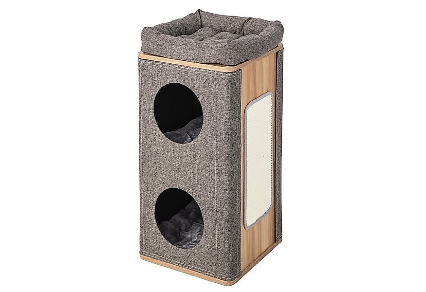KOMFOTTEU Tierhaus 3-stufiger Katzenhöhle, mit Kratzbrett & abnehmbarem Mat günstig online kaufen