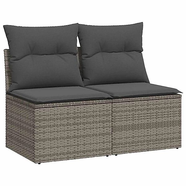 vidaXL 2-Tlg Garten-Sofagarnitur mit Kissen Grau Poly Rattan Akazie 3325236 günstig online kaufen
