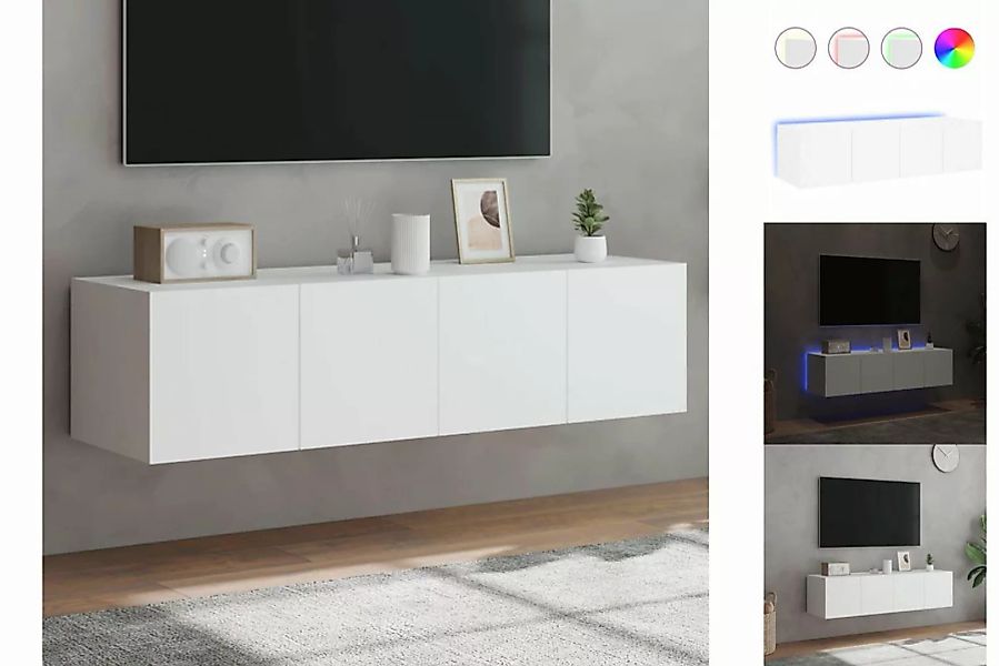 vidaXL TV-Schrank TV-Lowboard TV-Wandschränke mit LED-Leuchten 2 Stk Weiß 6 günstig online kaufen