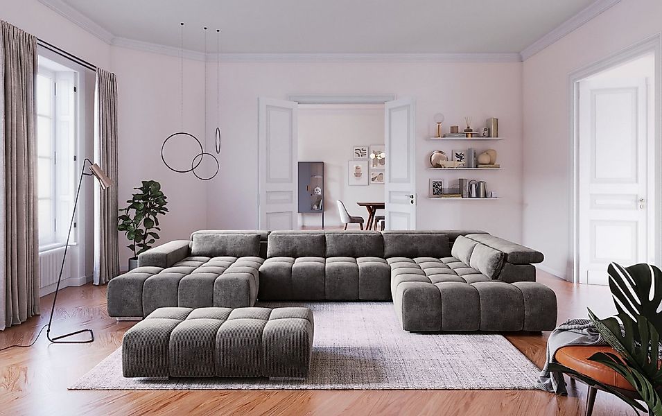 COTTA Wohnlandschaft Orion U-Form, mit Kopfteilverstellung & 6 Nierenkissen günstig online kaufen