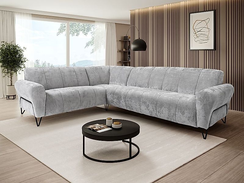 Beautysofa Ecksofa mit Metallbeine in schwarzer VOLARE L, mit höchstem Sitz günstig online kaufen