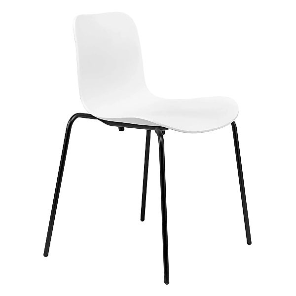 NORR 11 - Langue Stack Stuhl Gestell schwarz - off-white/Sitzschale Polypro günstig online kaufen
