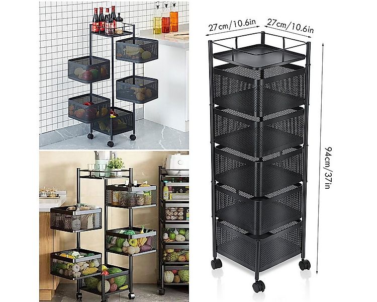 oyajia Küchenregal 6-Stöckiges Küchenregal mit Rollen, Drehbaren Körben, St günstig online kaufen