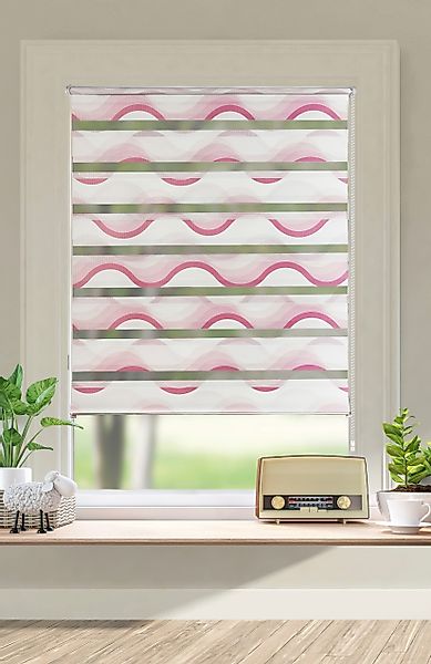 my home Doppelrollo "Welle" Lichtschutz Sichtschutz  Verdunkelung ohne Bohr günstig online kaufen