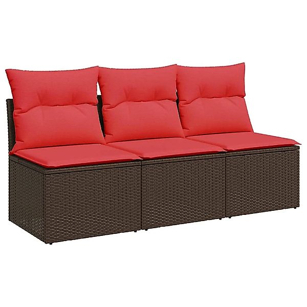 vidaXL Gartensofa mit Kissen 3-Sitzer Braun Poly Rattan 366242 günstig online kaufen