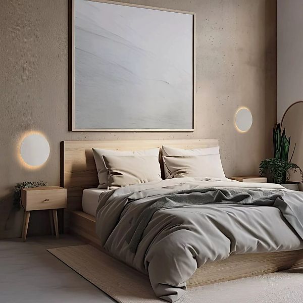 Wandleuchte Luna, beige, indirektes Licht, Ø 30 cm, Stahl günstig online kaufen