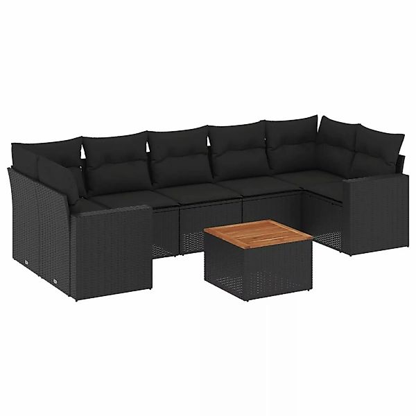 vidaXL 8-tlg Garten-Sofagarnitur mit Kissen Schwarz Poly Rattan Modell 105 günstig online kaufen