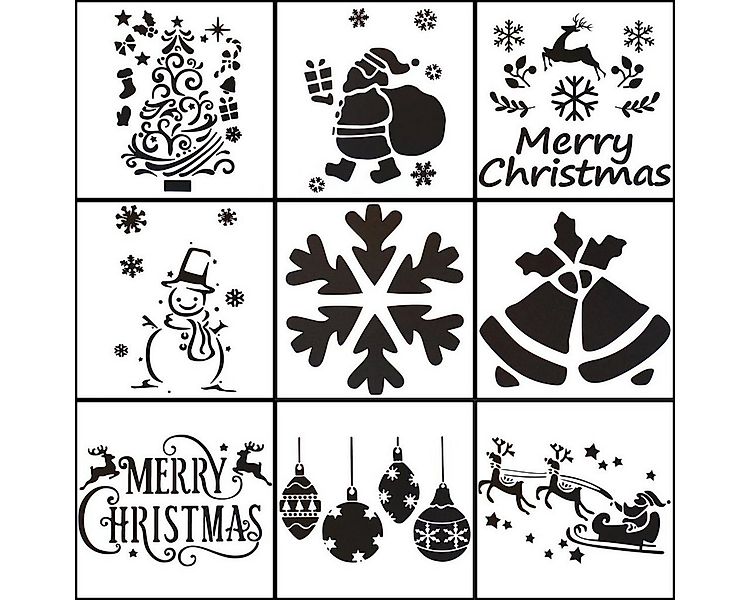 Kamelio Fensterdekoration Schablonen Weihnachten 10er Set 42cm groß Schnees günstig online kaufen