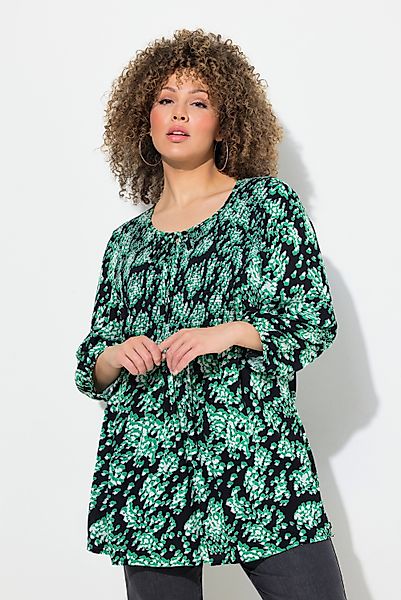 Ulla Popken Druckbluse Smokbluse Allover-Druck A-Linie günstig online kaufen