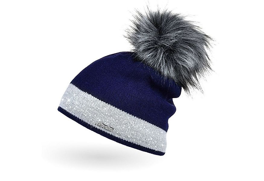 Neverless Bommelmütze Damen Strick-Mütze gefüttert Fell-Bommel Kunstfell Wi günstig online kaufen