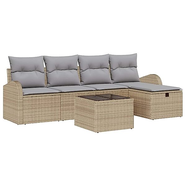 vidaXL Sofa Set mit Kissen mit Speicher Beige und Hellgrau Poly-Rattan 3359 günstig online kaufen
