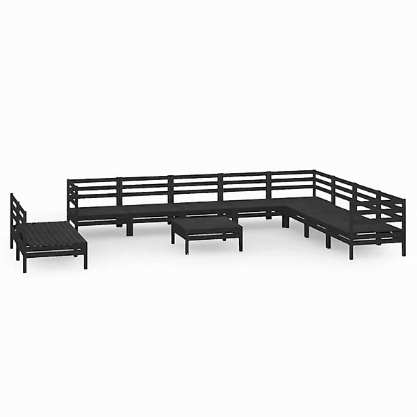 11-tlg. Garten-lounge-set Massivholz Kiefer Schwarz günstig online kaufen