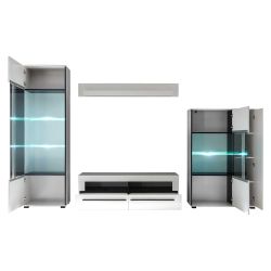 Hochglanz Wohnwand in Weiß 290 cm (vierteilig) günstig online kaufen