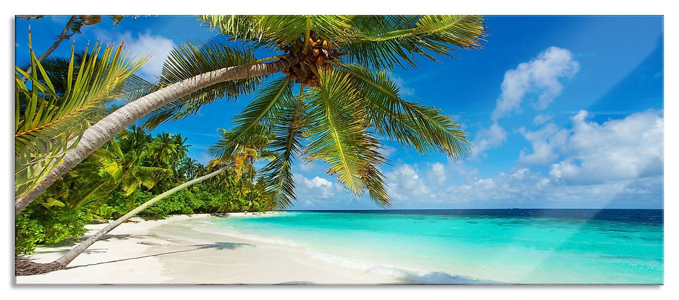 Pixxprint Glasbild Palmenstrand, Palmenstrand (1 St), günstig online kaufen