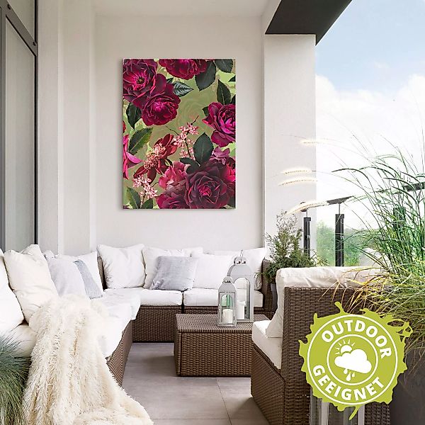 Artland Wandbild »Dunkle Rosen auf Grün«, Blumenbilder, (1 St.) günstig online kaufen